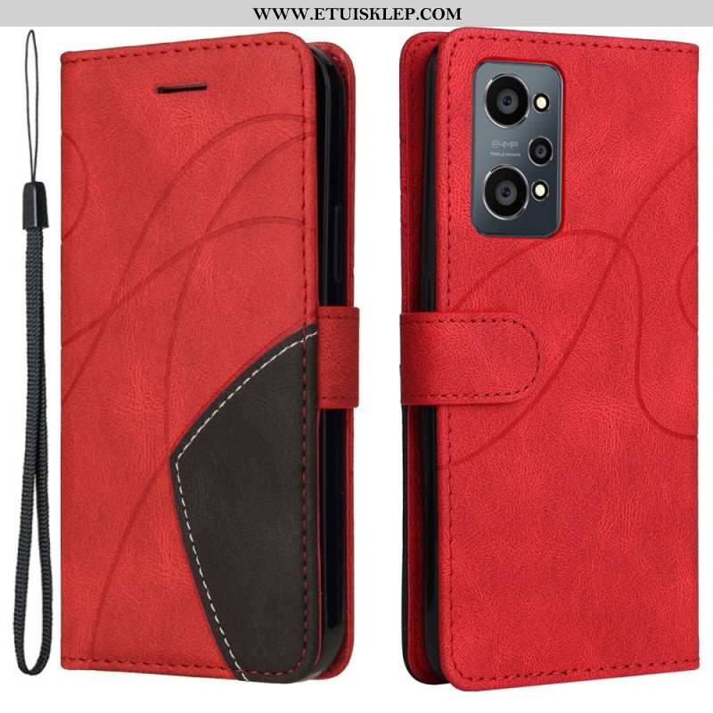 Etui Folio do Realme GT Neo 3T / Neo 2 Dwukolorowa Sygnowana Sztuczna Skóra